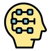 Human head profile showing neural network working icon vector