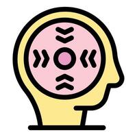 Human head profile showing brain activity with arrows pointing in different directions vector