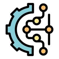 Gear connecting nodes representing automation process icon vector