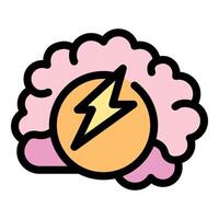 Brain charging with lightning bolt icon representing brainstorming vector
