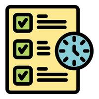 Clock showing time running out for completing checklist on clipboard vector