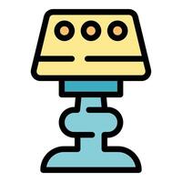 Modern table lamp standing on floor lighting room with three bulbs vector