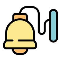 Yellow bell hanging and ringing with button on the wall vector