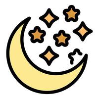 Crescent moon shining with bright stars in a clear night sky vector