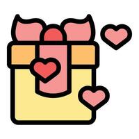 Gift box wrapped with ribbon and decorated with hearts symbolizing love and affection vector