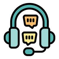 Headset showing online chatting with customer service vector