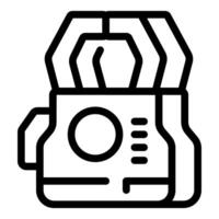 Futuristic device with handle and circular element, resembling a camera or sensor vector