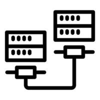 Servers connecting through patch cord creating computer network vector