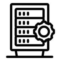 Server rack configuration and maintenance icon depicting data center management vector