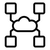 Cloud computing connecting multiple devices via network servers vector