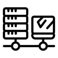Database connecting to laptop via network cable, data transfer and storage vector
