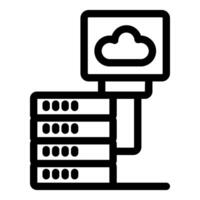 Cloud computing connecting to server rack, data storage and network infrastructure vector