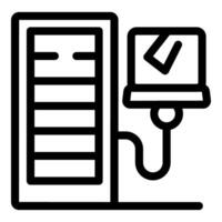 Laptop connecting to server completing data backup process vector