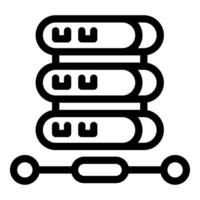 Data center icon showing server rack and network connection vector