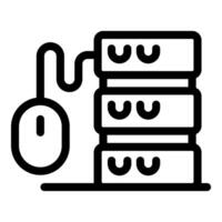 Computer mouse connecting to server rack, data management and accessibility vector