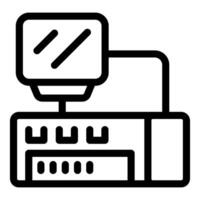 Network attached storage device with monitor showing increasing lines graph vector