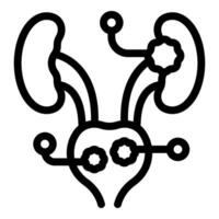 Urinary system showing kidneys and bladder with medical equipment measuring data vector