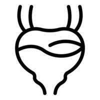 Human bladder storing urine with ureters and urethra, urinary system icon vector