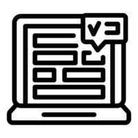 Laptop showing completed online survey with checkmark notification vector