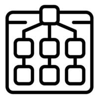 Algorithm flowchart representing data processing structure on tablet screen vector