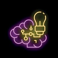 Neon style icon representing artificial intelligence generating new ideas vector