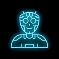 Neon blue alien being smiling and looking forward vector
