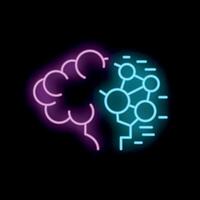 Neon brain transforming into technological network symbolizing artificial intelligence vector