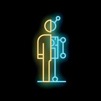 Neon sign depicting human transforming into robot symbolizing artificial intelligence vector