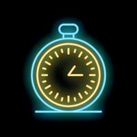 Glowing neon line pocket watch icon isolated on black background vector