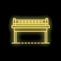 Yellow neon icon of a tennis table on black background vector