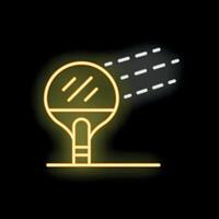 Glowing neon line ping pong racket and ball icon isolated on black background vector illustration