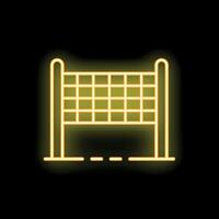 Neon yellow volleyball net glowing on black background vector