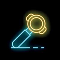 Neon sign of portafilter for coffee making on black background vector