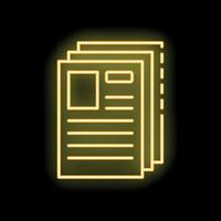 Glowing neon line icon representing a resume with a photo vector