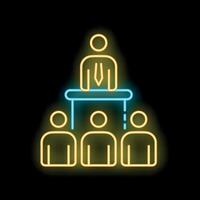 Neon style icon of a businessman giving a presentation to his colleagues vector