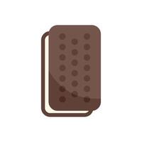 Chocolate ice cream sandwich with filling coming out the side vector