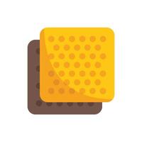 Two square cookies with chocolate filling showing delicious filling vector