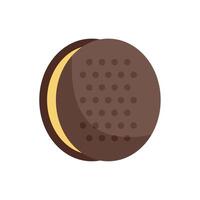 Chocolate sandwich cookie with filling showing on white background vector