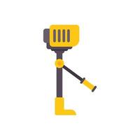 Yellow outboard motor for inflatable boat mounted on transom bracket vector