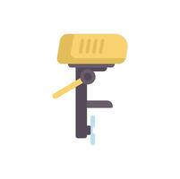 Boat motor with propeller rotating in water flat icon design vector