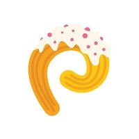 Churro loop covered in white icing with sprinkles drizzled on top vector