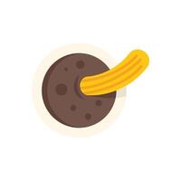 Churro dipping in hot chocolate minimalist illustration vector