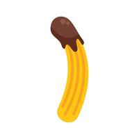 Churro is being dipped in chocolate sauce vector