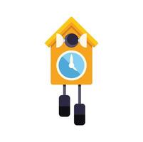 Yellow cuckoo clock striking showing time passing vector