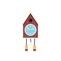 Cuckoo clock telling time with swinging pendulum weights vector