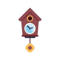 Cuckoo clock hanging showing time on white background vector