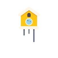 Yellow cuckoo clock striking icon showing time passing vector