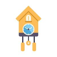 Yellow cuckoo clock striking time on white background vector