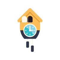 Yellow and blue cuckoo clock showing time on white background vector
