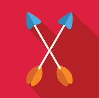 Two crossed arrows pointing upwards on red background vector
